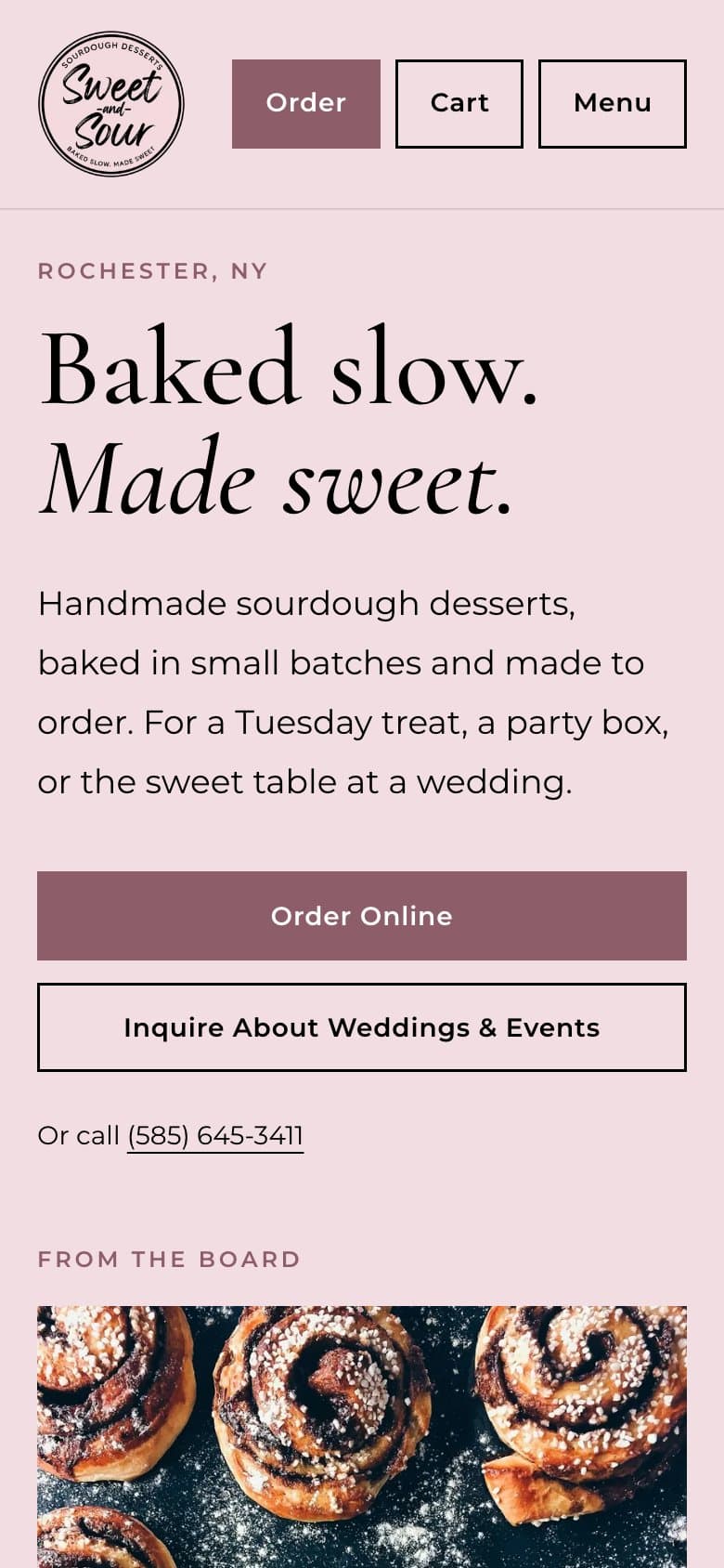 Mobile screenshot of the Sweet and Sour website
